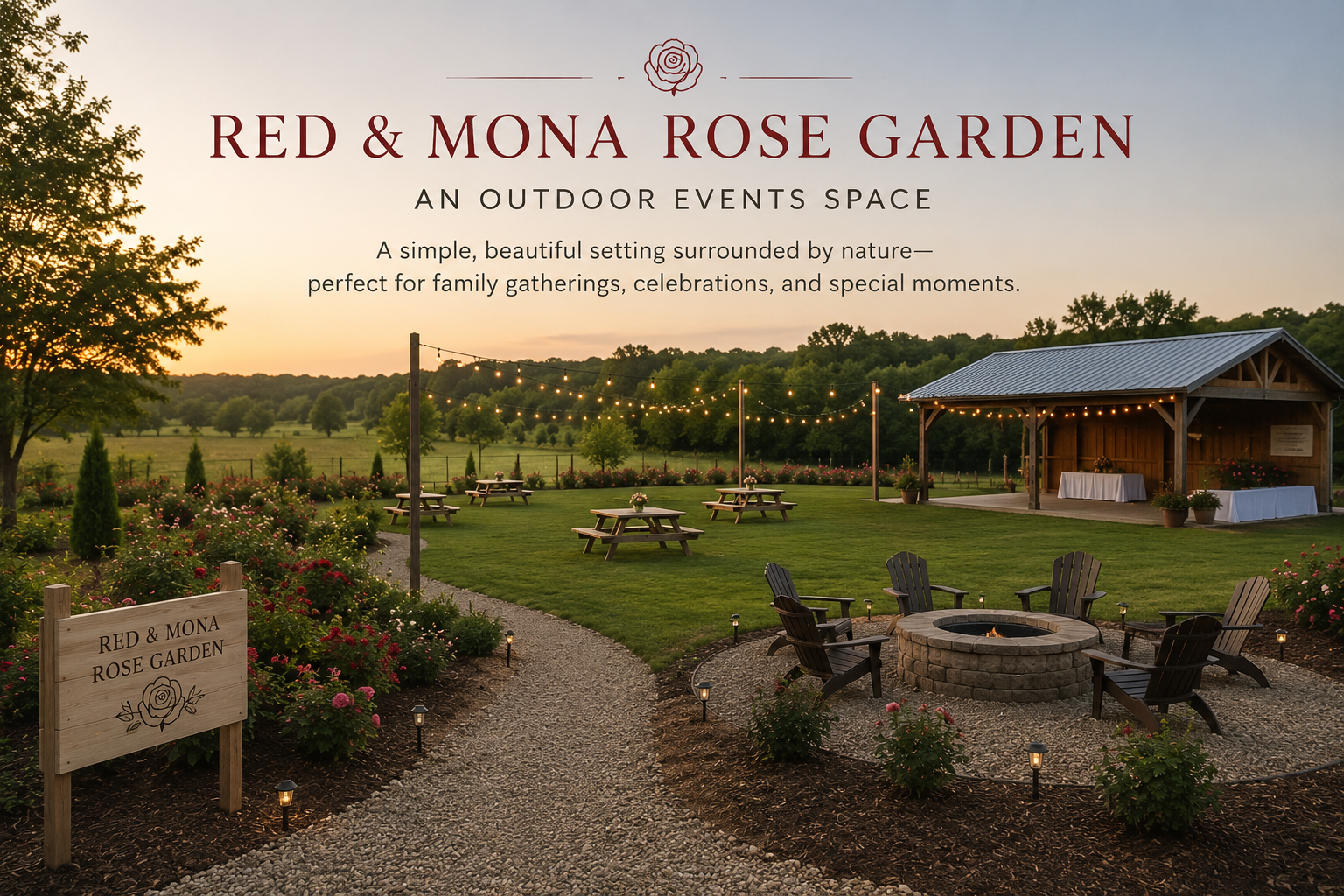The Red & Mona Rose Garden — on the HMT Heritage Retreat property.